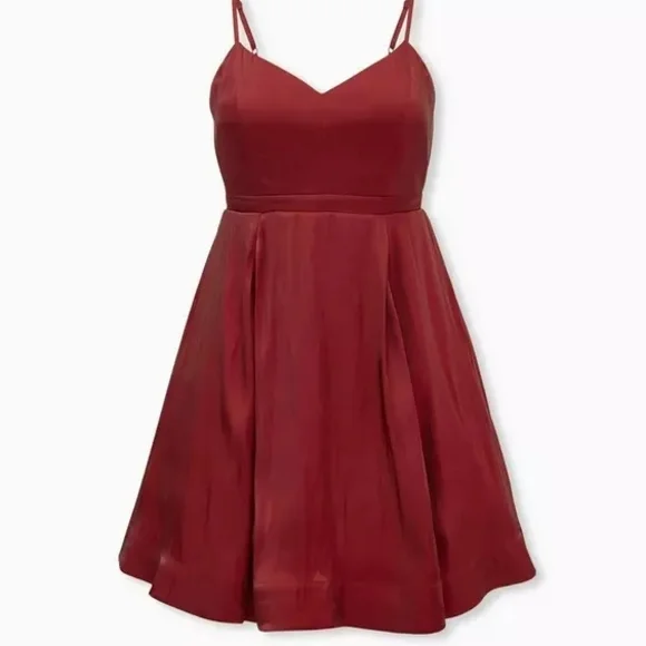 Torrid NWT Mini Satin Dress In Burgundy Red- Size 22 - Picture 6 of 10